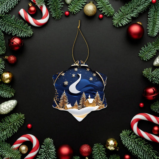 Holy Night Christian Snowflake Ceramic Ornaments (1pc, 3pcs, 5pcs, 10pcs) - ClaimedbyGodDesigns