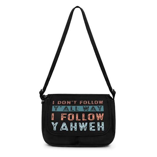 I Don't Follow Y'all Way I Follow Yahweh Christian Kids Flap Crossbody Bag - ClaimedbyGodDesigns