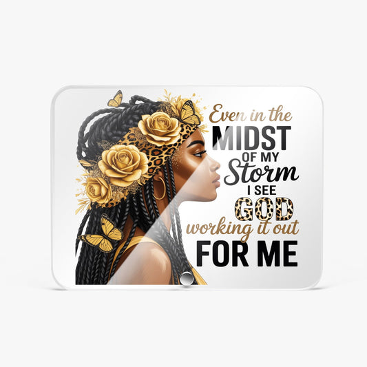 I See Him Working It Out For Me Christian Acrylic Plaque with Stand - Rectangle - ClaimedbyGodDesigns