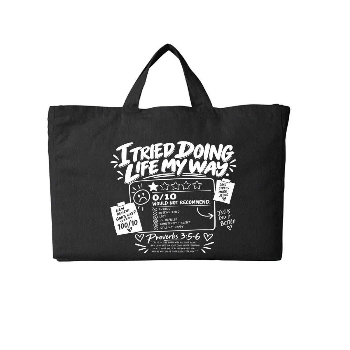 I Tried Doing Life My Way Funny Christian Tote Bag | Proverbs 3:5-6 - Claimed by God Designs