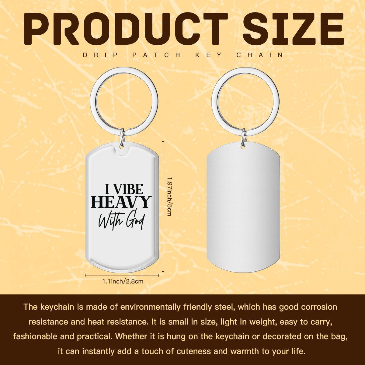 I Vibe Heavy With Him Keychain - Inspirational Christian Stainless Steel Accessory - ClaimedbyGodDesigns