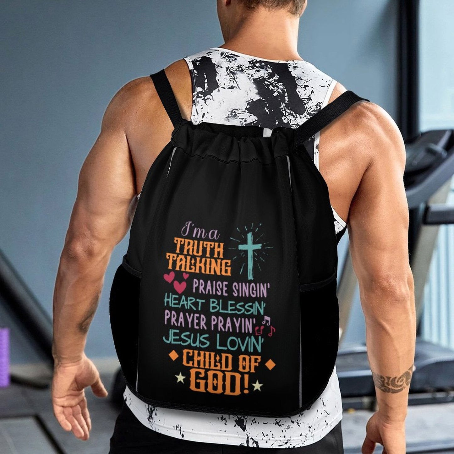 I'm A Truth Talking Praise Singin' Jesus Lovin' Child Of God Christian Waffle Cloth Drawstring Bag - ClaimedbyGodDesigns