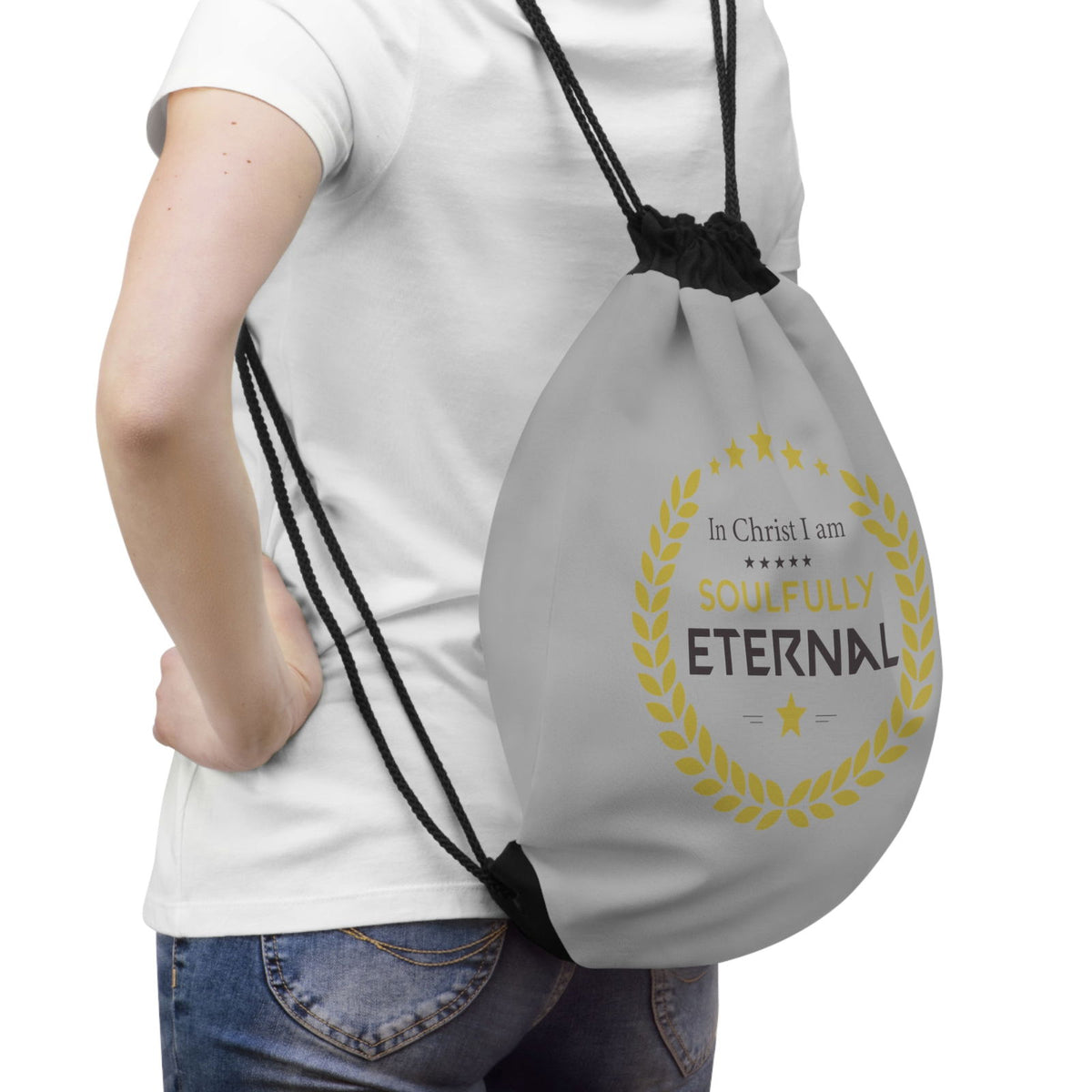 In Christ I Am Soulfully Eternal Drawstring Bag - ClaimedbyGodDesigns