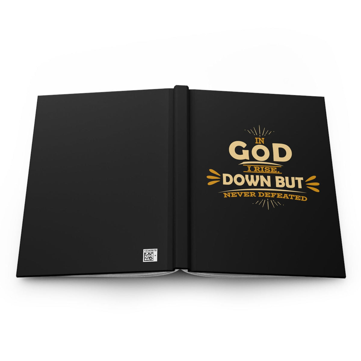 In God I Rise Down But Never Defeated Hardcover Journal Matte - ClaimedbyGodDesigns