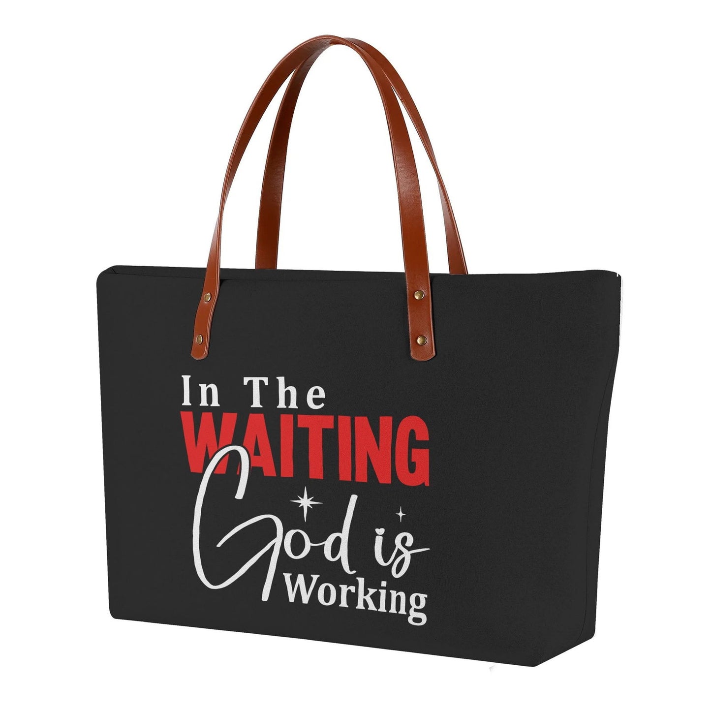 In The Waiting God Is Working Christian Womens Comfort Tote Bag - ClaimedbyGodDesigns