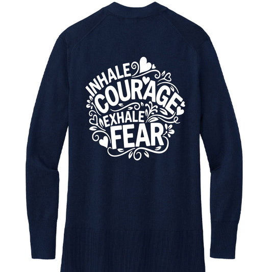 Inhale Courage Exhale Fear Women’s Christian Premium Cardigan Sweater - ClaimedbyGodDesigns
