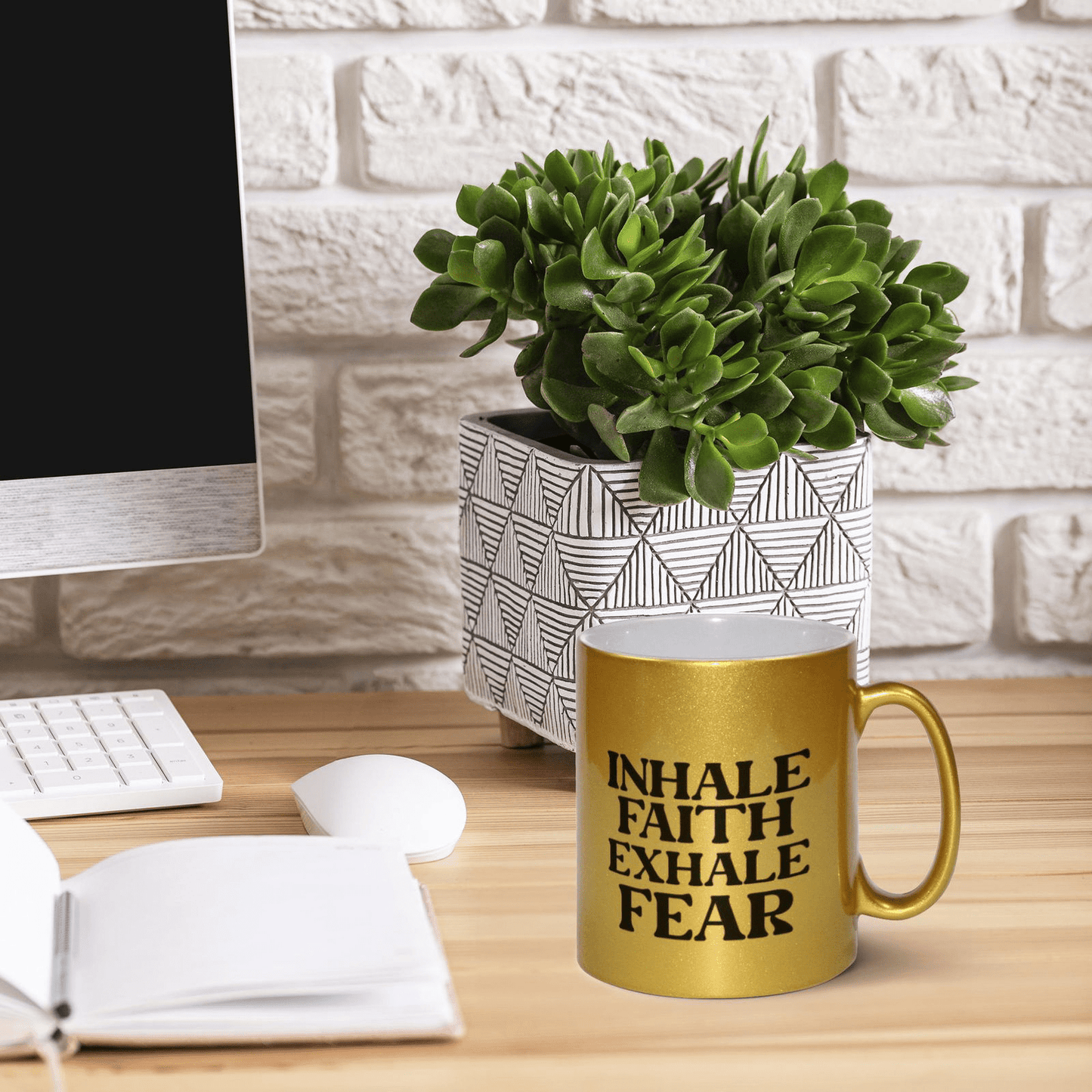 Inhale Faith Exhale Fear Christian Metallic Mug - ClaimedbyGodDesigns