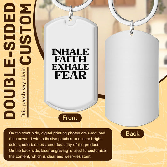 Inhale Faith Exhale Fear Christian Stainless Steel Keychain - ClaimedbyGodDesigns
