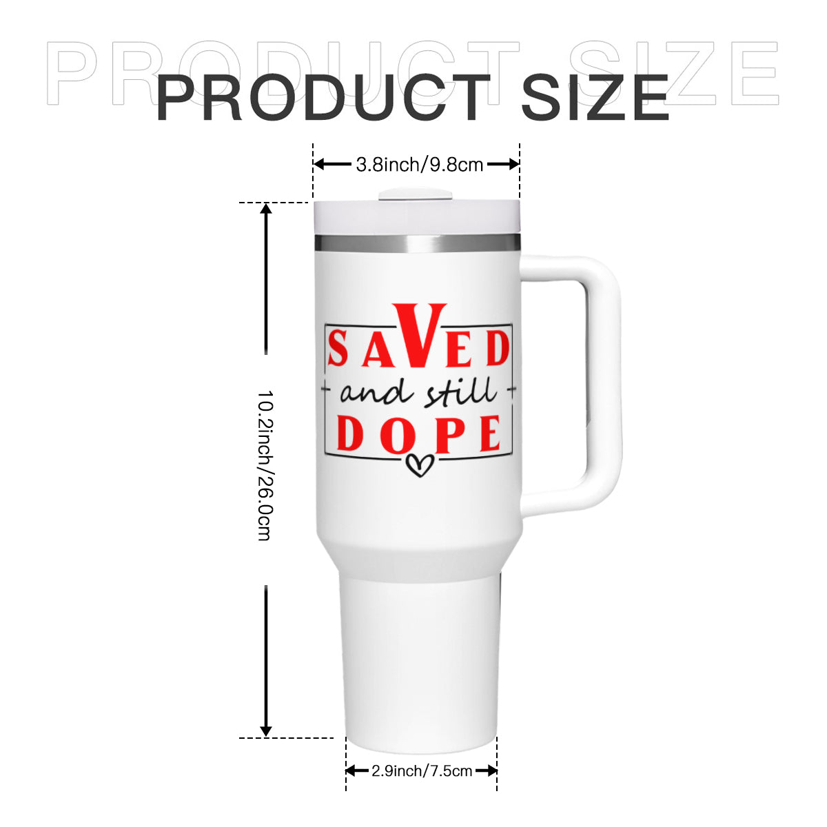 Saved and Still Dope - Christian 40oz Car Tumbler Cup | Inspirational Travel Mug with Straw - ClaimedbyGodDesigns