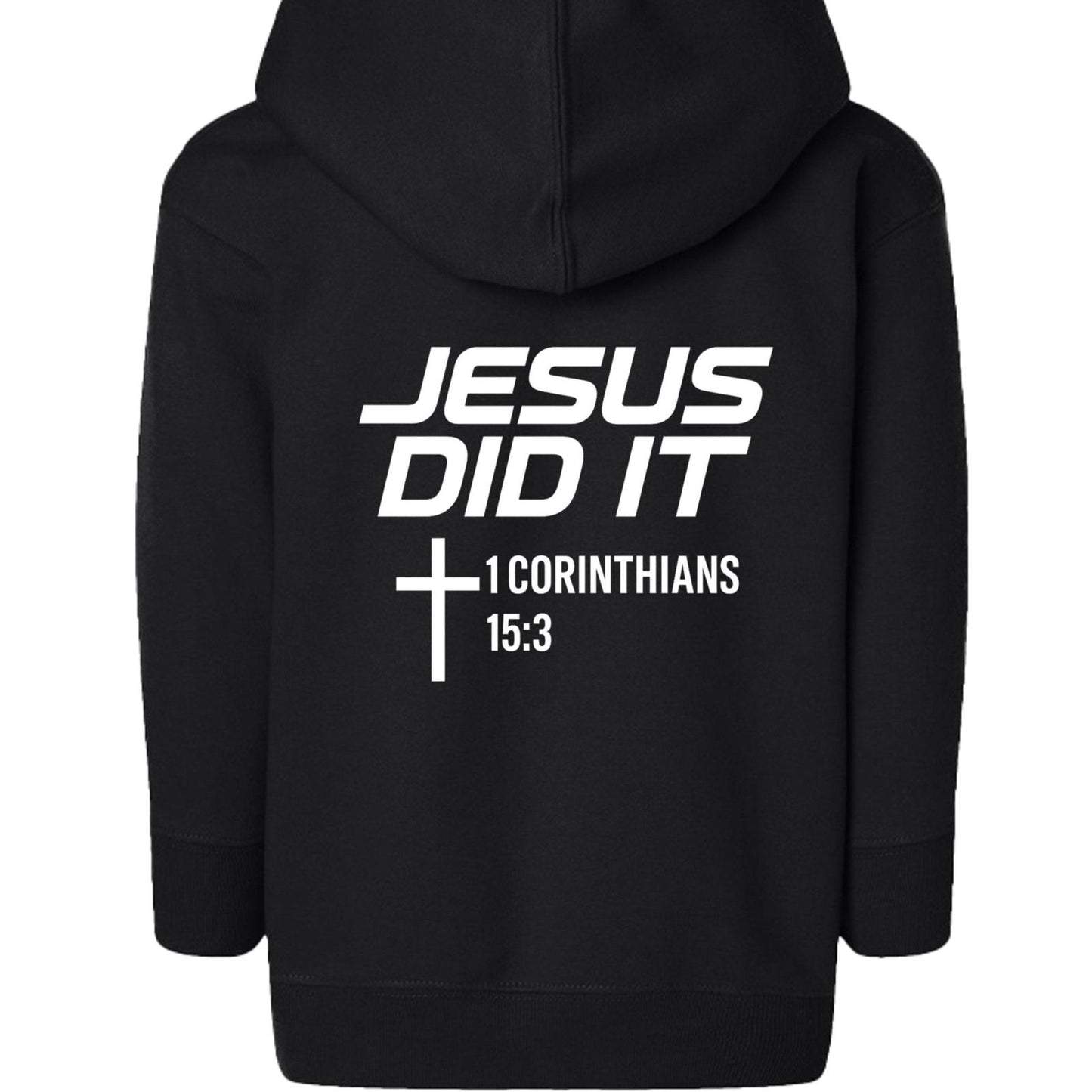 Jesus Did It Toddler Christian Fleece Full-Zip Hooded Sweatshirt - ClaimedbyGodDesigns