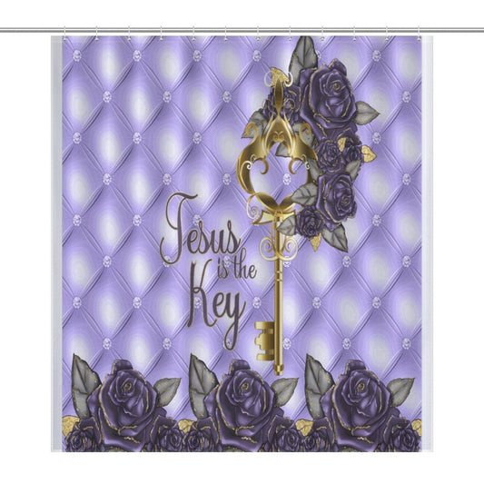 Jesus Is The Key Christian Shower Curtain-66x72Inch (168x183cm) - ClaimedbyGodDesigns