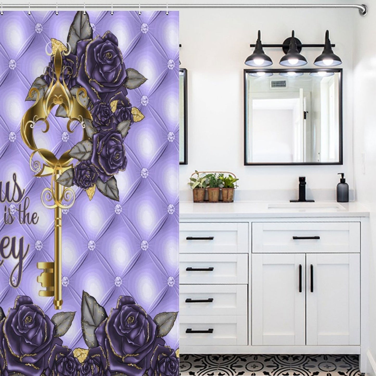 Jesus Is The Key Christian Shower Curtain-66x72Inch (168x183cm) - ClaimedbyGodDesigns