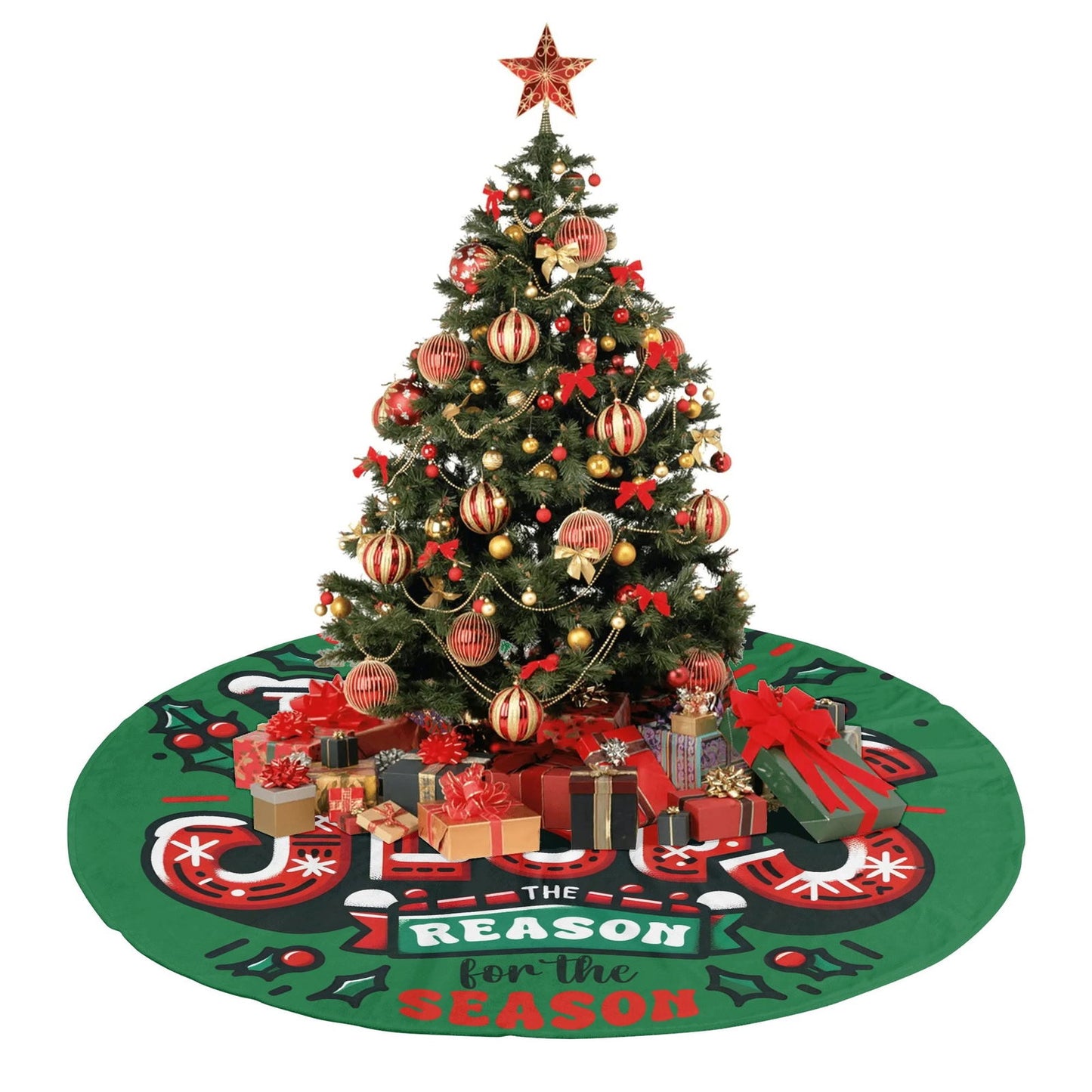 Jesus The Reason For the Season Christian Christmas Tree Skirt - ClaimedbyGodDesigns