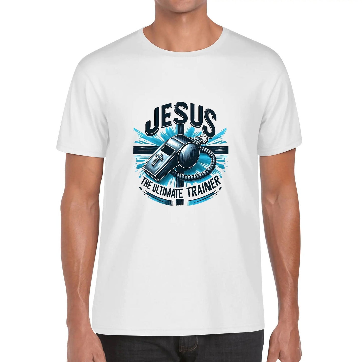 Jesus The Ultimate Trainer Mens Christian Gym T-shirt - ClaimedbyGodDesigns