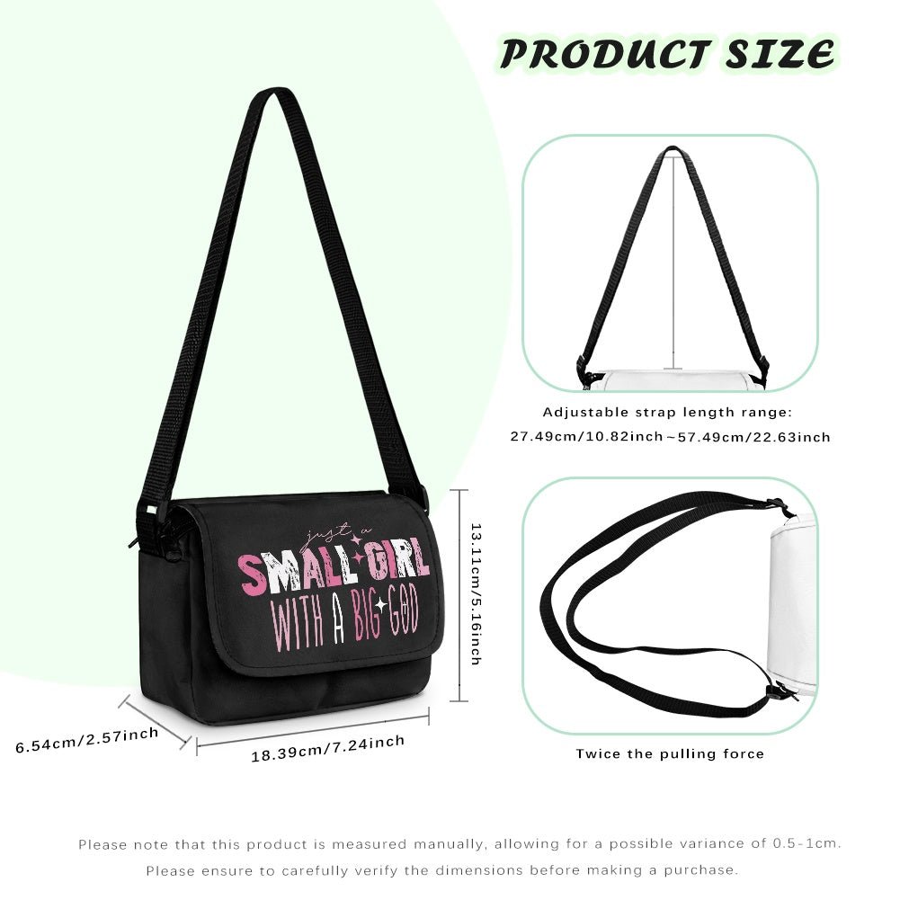 Just A Small Girl With A Big God Christian Kids Flap Crossbody Bag - ClaimedbyGodDesigns