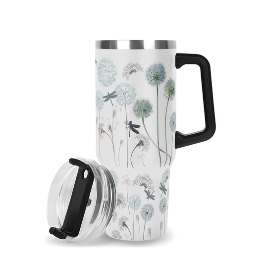 Just Breathe 40oz Stainless Steel Christian Tumbler Gift With Black Handle and Straw - ClaimedbyGodDesigns