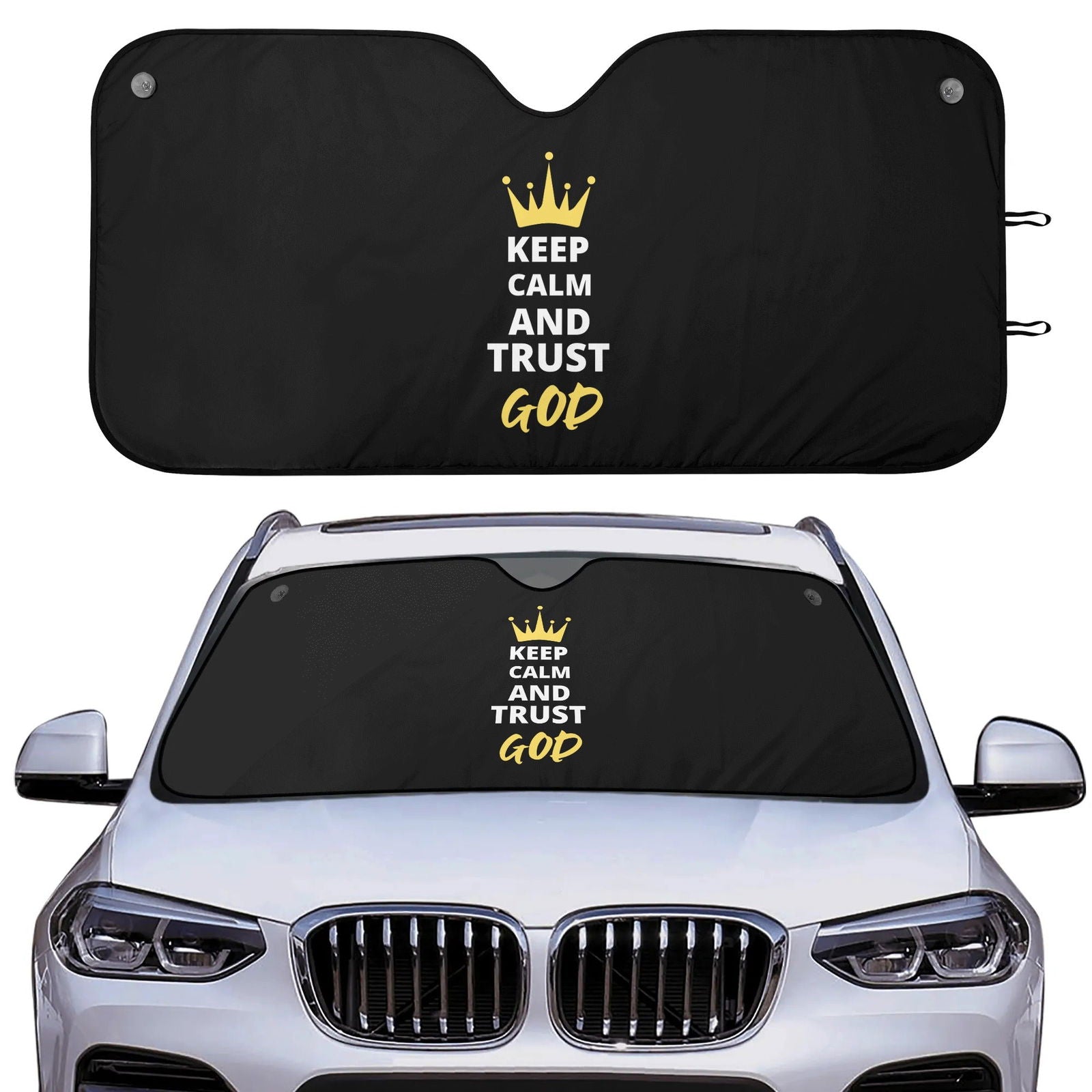 Keep Calm \u0026 Trust Him Car Sunshade Christian Car Accessories, image size:1600x1600