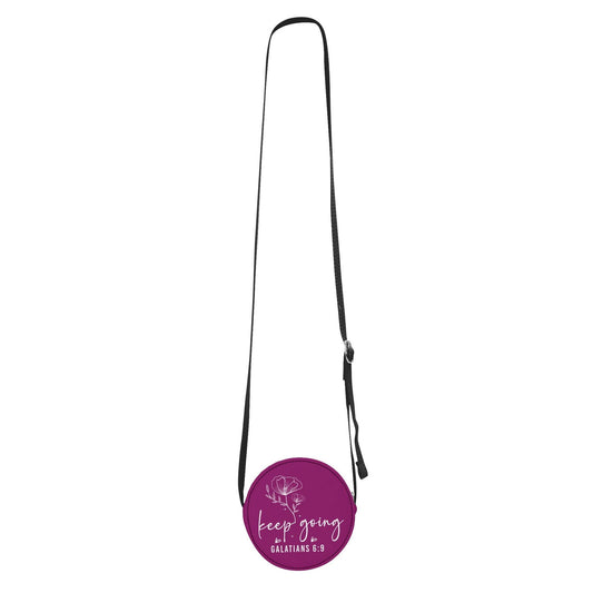 Keep Going Christian Kids PU Small Round Bag Children Purse - ClaimedbyGodDesigns