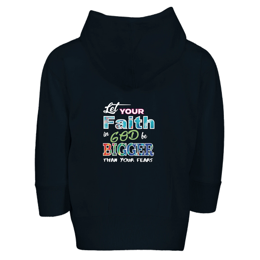 Let Your Faith Be Bigger Christian Toddler Zip Fleece Hooded Sweatshirt - ClaimedbyGodDesigns