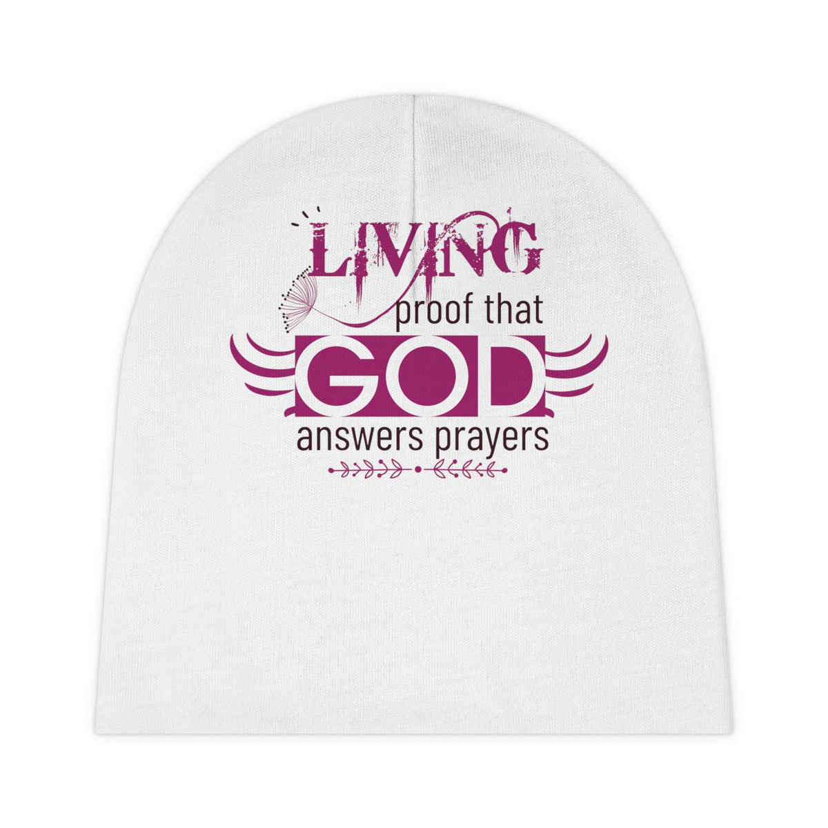 Living Proof That God Answers Prayers Baby Beanie (AOP) - ClaimedbyGodDesigns