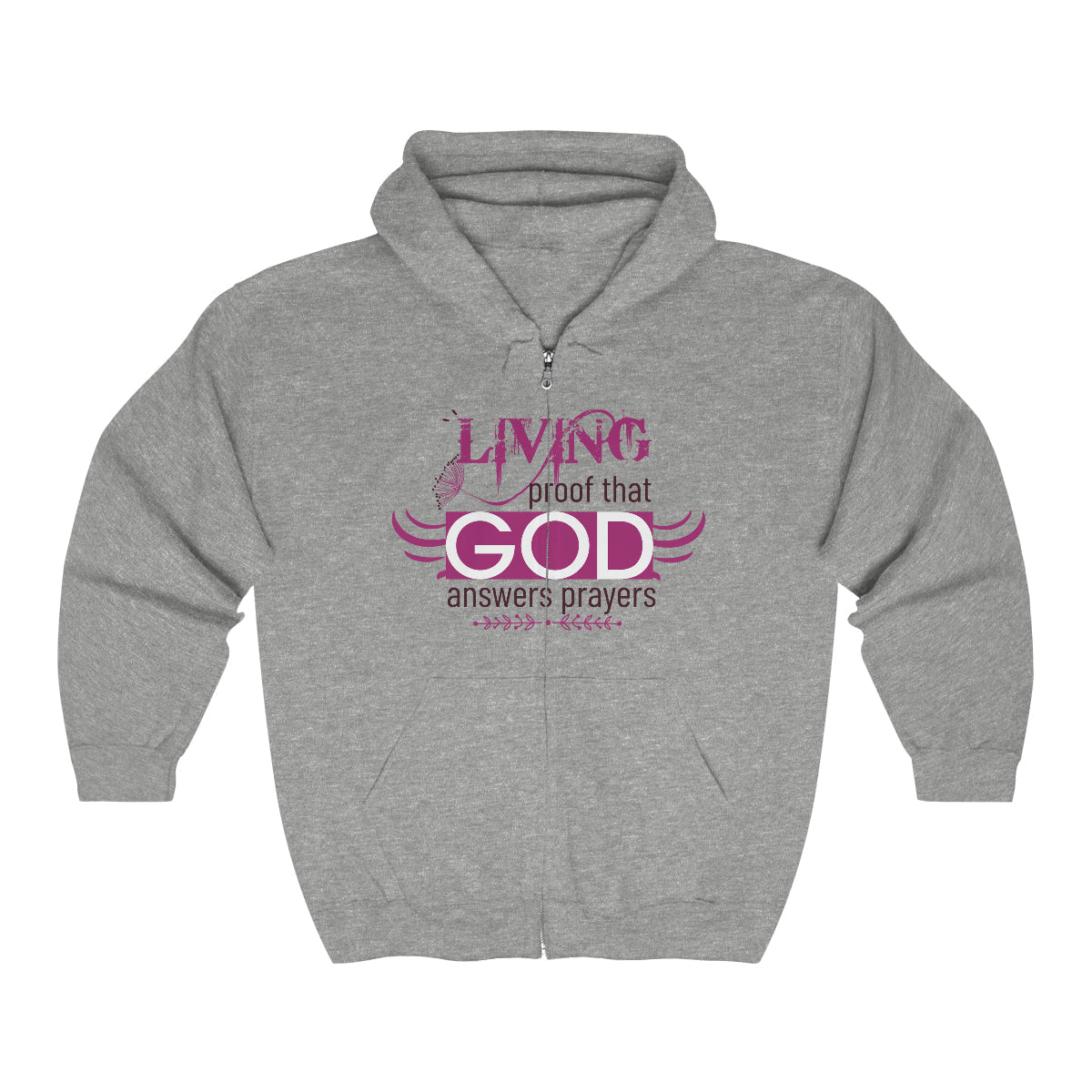 Living Proof That God Answers Prayers Unisex Heavy Blend Full Zip Hooded Sweatshirt - ClaimedbyGodDesigns