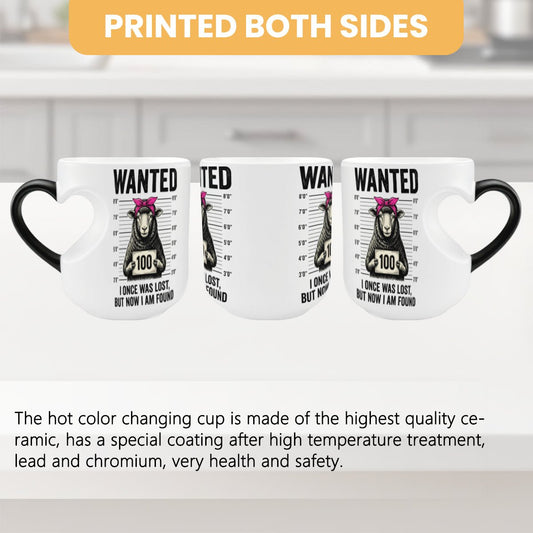 Lost Sheep Found Christian Color Changing Heart Handle Mug - ClaimedbyGodDesigns