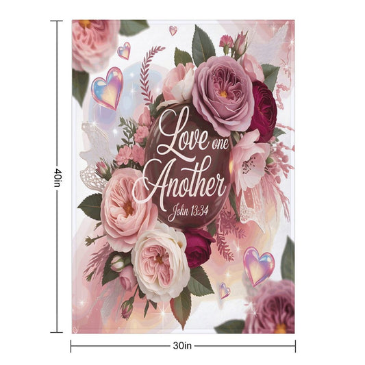 Love One Another Christian Flannel Throw Blanket - ClaimedbyGodDesigns