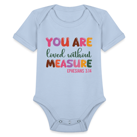 Loved Beyond Measure Organic Short Sleeve Baby Christian Jumpsuit - ClaimedbyGodDesigns