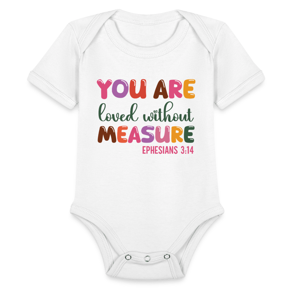 Loved Beyond Measure Organic Short Sleeve Baby Christian Jumpsuit - ClaimedbyGodDesigns