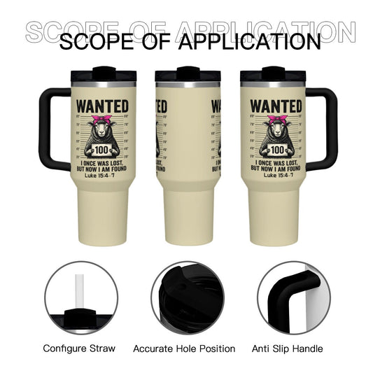 Luke 15:4–7 Wanted Lost Sheep Funny Christian Stainless Steel Tumbler 40oz - ClaimedbyGodDesigns