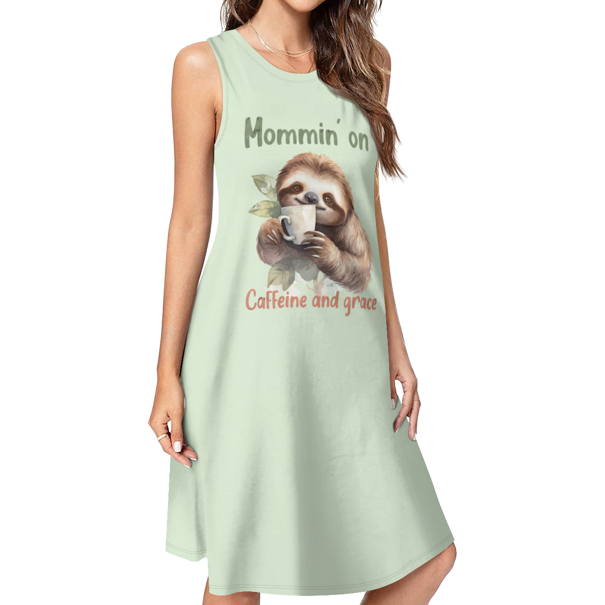 Mommin' on caffeine and grace Women's Christian Pajama Dress | Faith-Inspired Comfortable Sleepwear