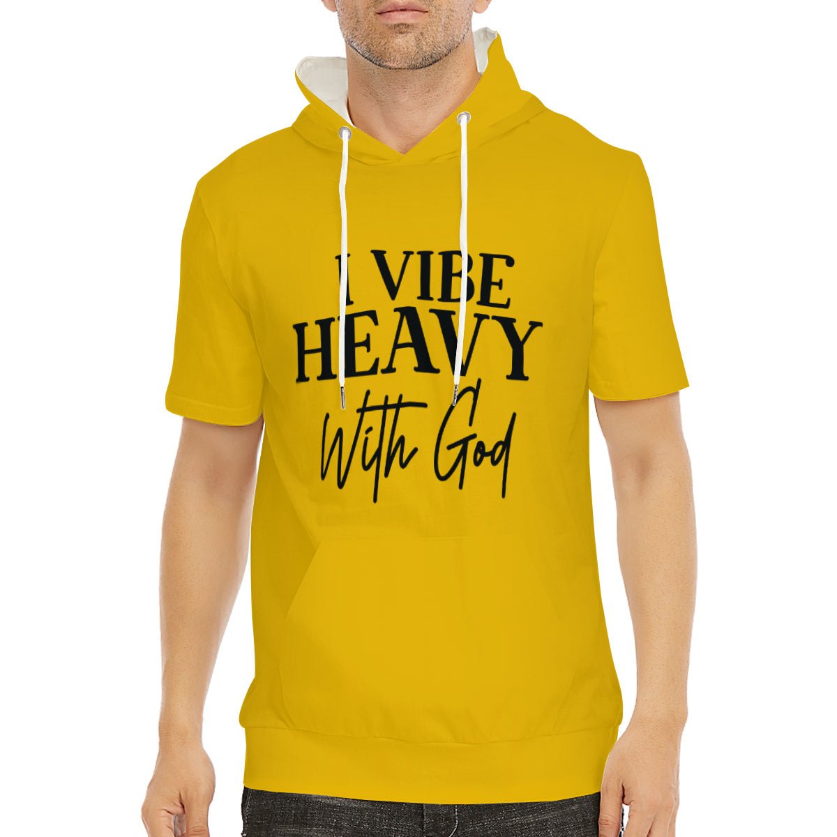 I Vibe Heavy With Men's Christian Gym Hooded T-shirt | Faith-Inspired Activewear - ClaimedbyGodDesigns