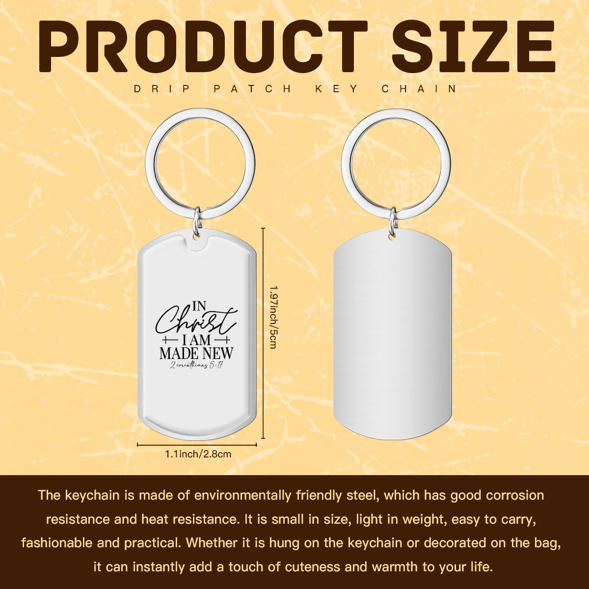 Made New Christian Stainless Steel Keychain - ClaimedbyGodDesigns