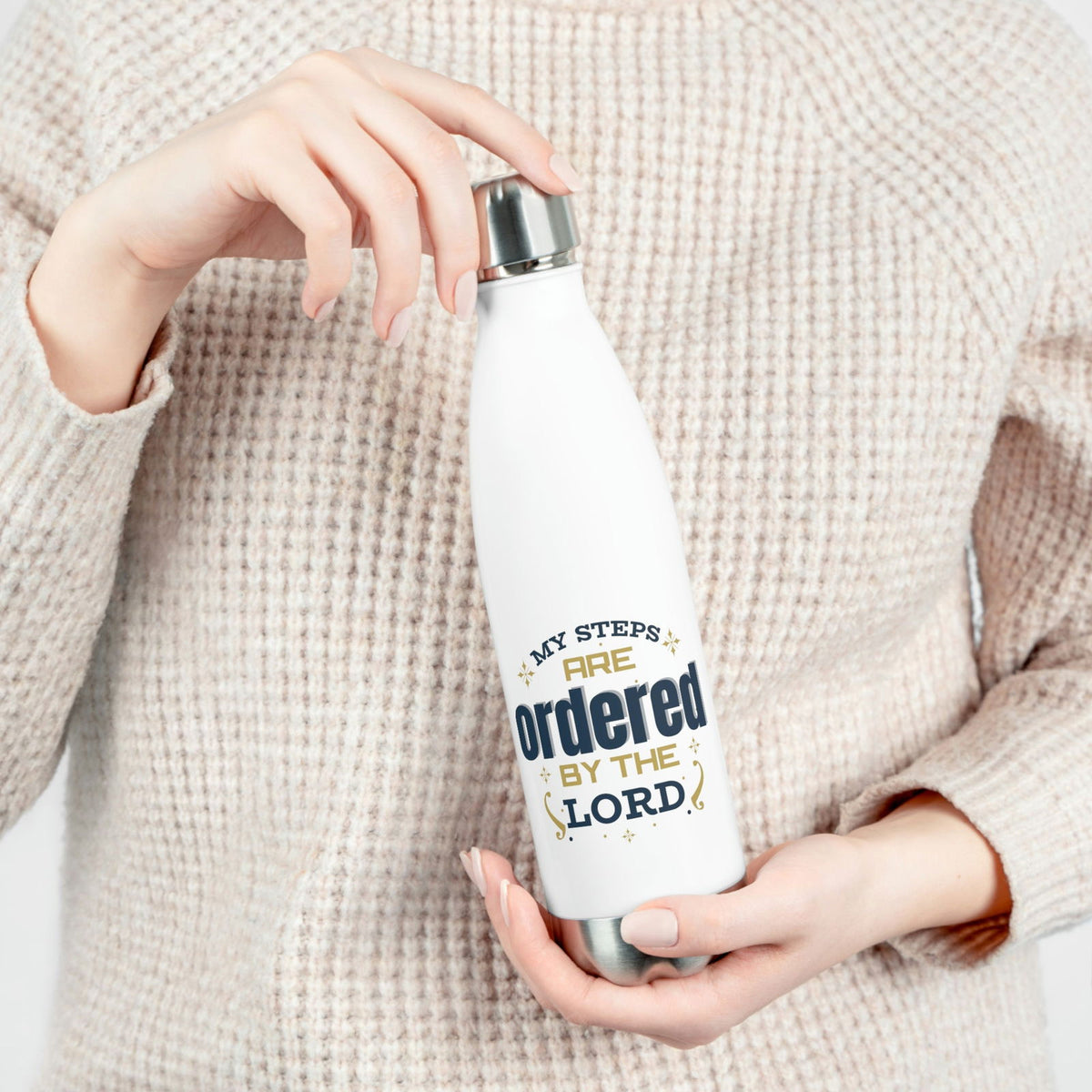 My Steps Are Ordered By The Lord Insulated Bottle - ClaimedbyGodDesigns