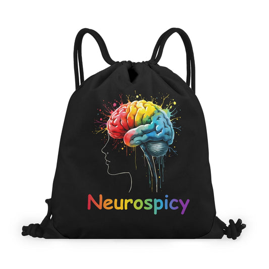 Neuro-spicy Autism Awareness Black Drawstring Bag(Single-Sided Print) - ClaimedbyGodDesigns