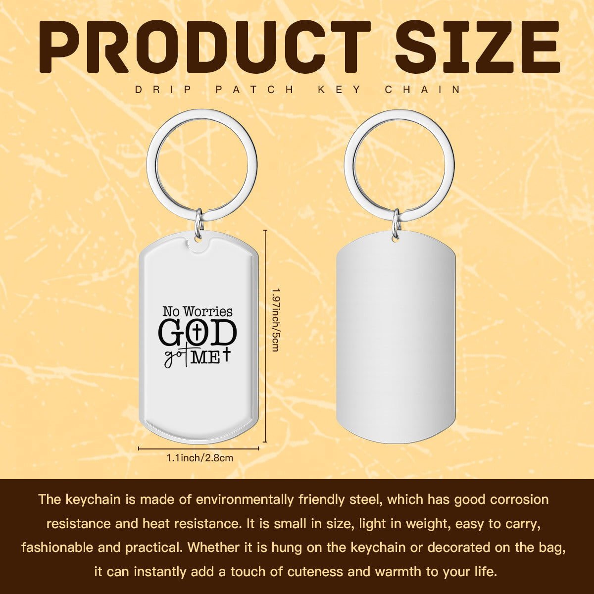 No Worries He Got Me Christian Stainless Steel Keychain - ClaimedbyGodDesigns