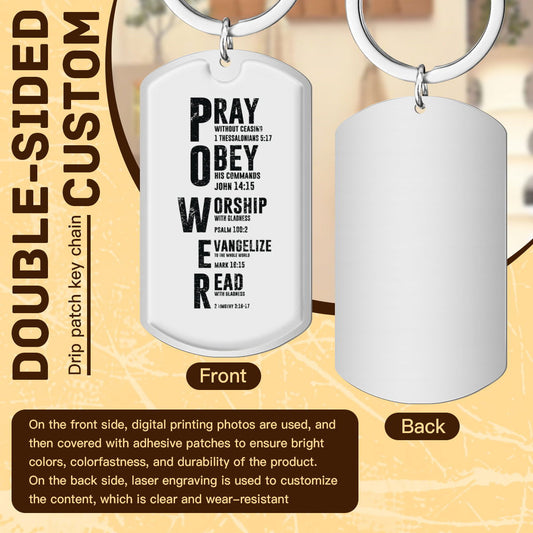 POWER Christian Stainless Steel Keychain - ClaimedbyGodDesigns