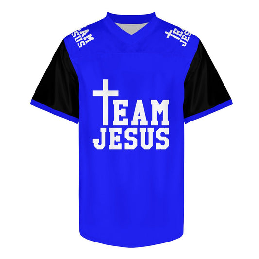 His Team Football Jersey - Unisex Christian Short Sleeve V-Neck Shirt | Faith-Inspired Sportswear - ClaimedbyGodDesigns