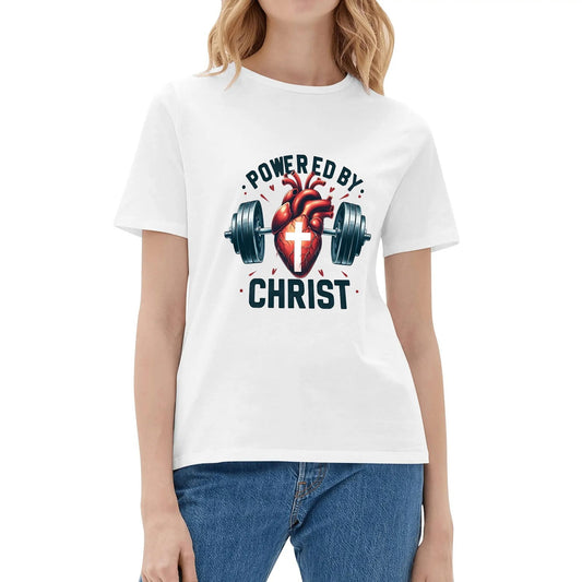 Powered By Christ Womens Christian Gym T-shirt - ClaimedbyGodDesigns