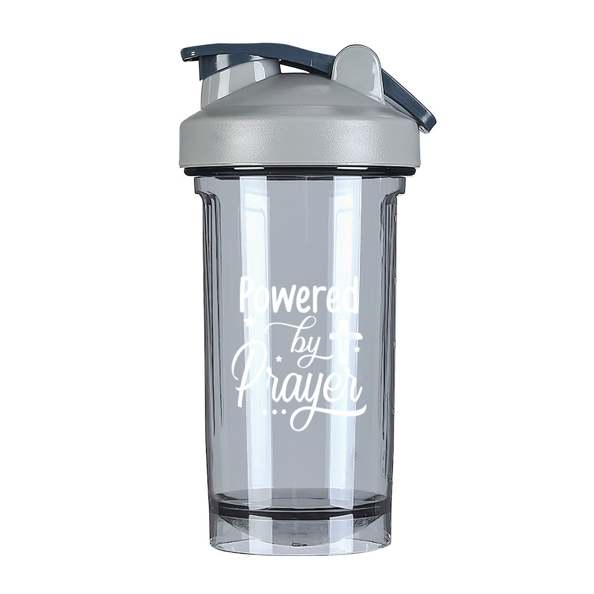Powered By Prayer Christian Fitness Protein Shake Bottle - ClaimedbyGodDesigns