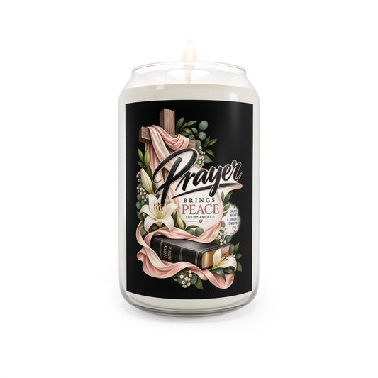 Prayer Brings Peace Floral Soy Candle - Claimed by God Designs
