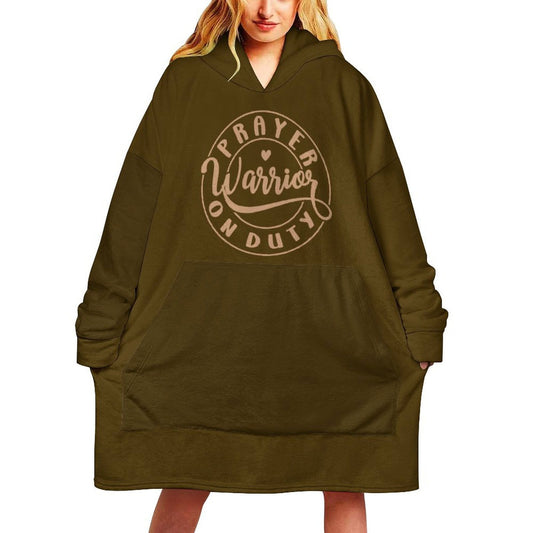 Prayer Warrior On Duty Christian Wearable Oversized Sweater Blanket - ClaimedbyGodDesigns