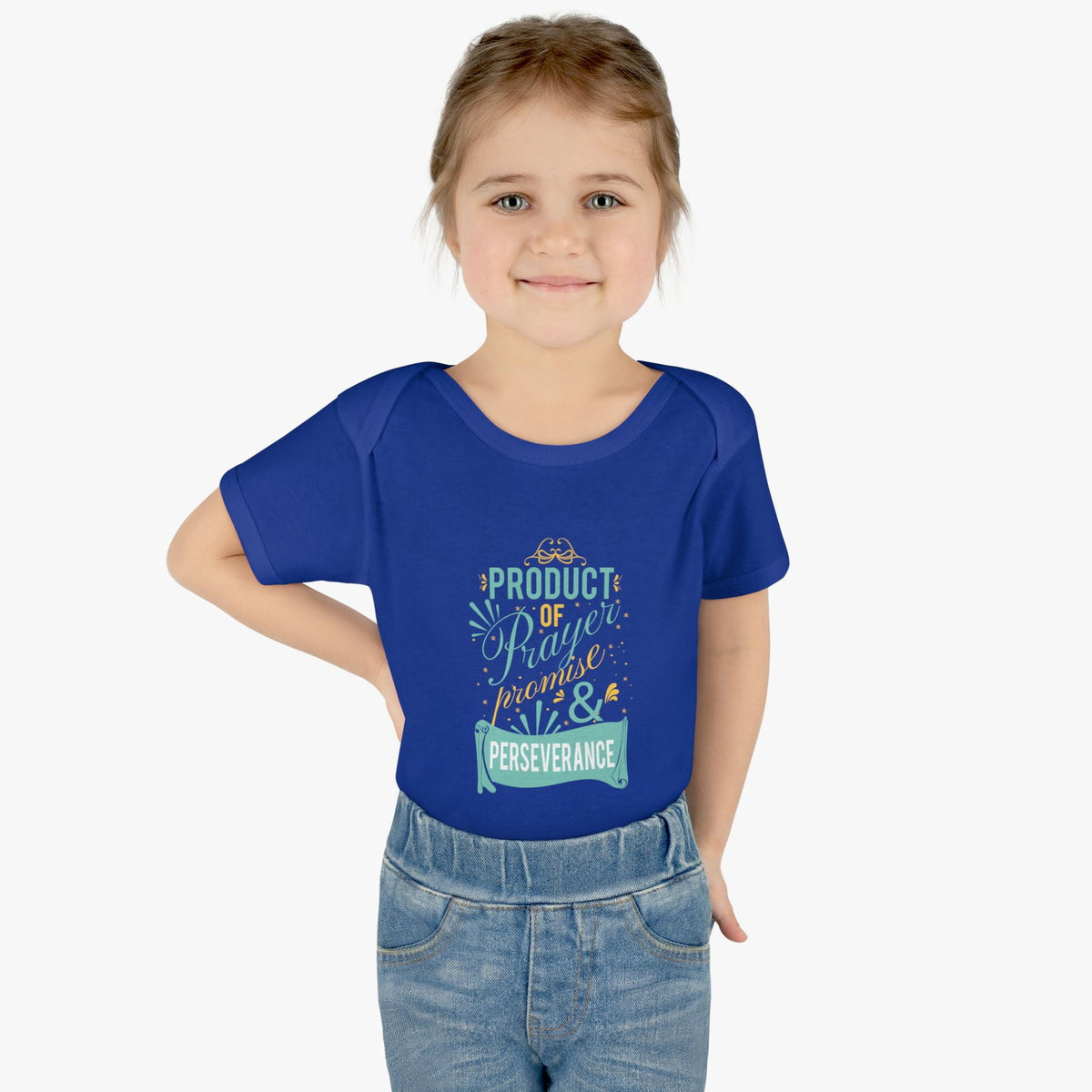 Product Of Prayer Promise & Perseverance Christian Baby Onesie - ClaimedbyGodDesigns