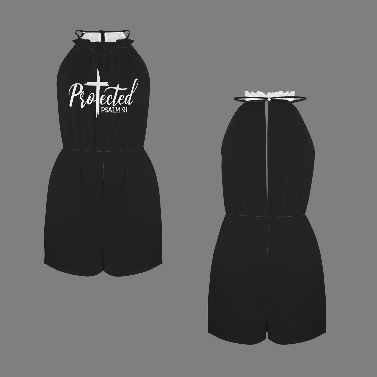 Protected Halterneck High Waist Pocket Shorts Christian Romper - ClaimedbyGodDesigns