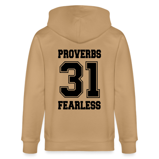 Proverbs 31 Fearless Unisex Christian Organic Zip Hooded Sweatshirt - ClaimedbyGodDesigns