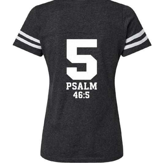 Psalm 46:5 Praying Warrior Mom Women's Christian Football T-shirt - ClaimedbyGodDesigns