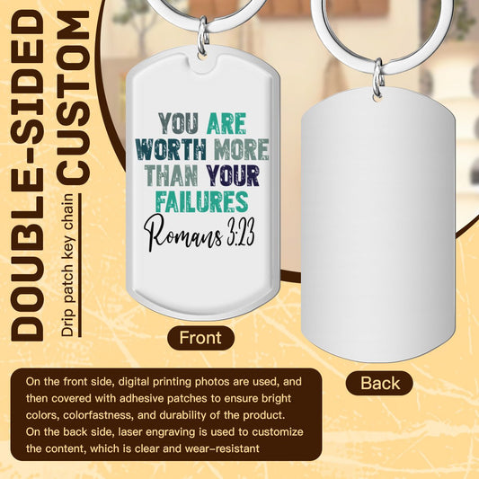You're Worth More Than Your Failures Christian Stainless Steel Keychain - ClaimedbyGodDesigns