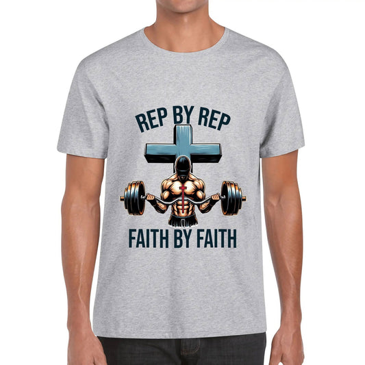 Rep By Rep Faith By Faith Mens Christian Gym T-shirt - ClaimedbyGodDesigns