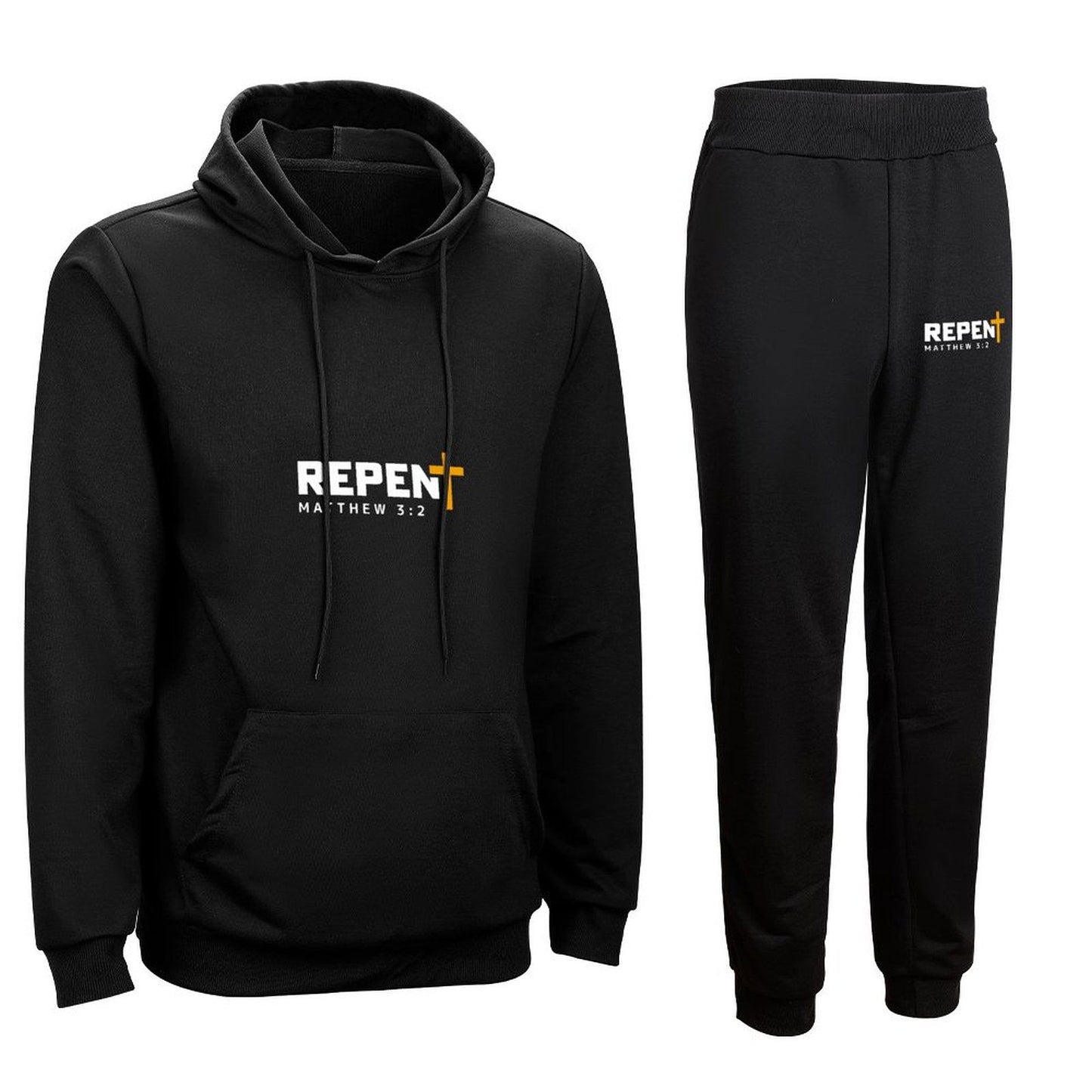 Repent Men's Christian Casual Outfit Hoodie and Sweatpants Set - ClaimedbyGodDesigns