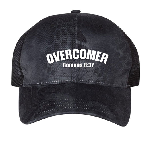 Romans 8:37 Overcomer Adult Christian Camo Hat - ClaimedbyGodDesigns